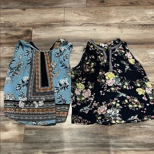 DR2 Blue and Black Floral Blouses